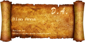 Dian Anna névjegykártya